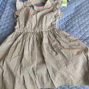 Girls grey and white striped dress